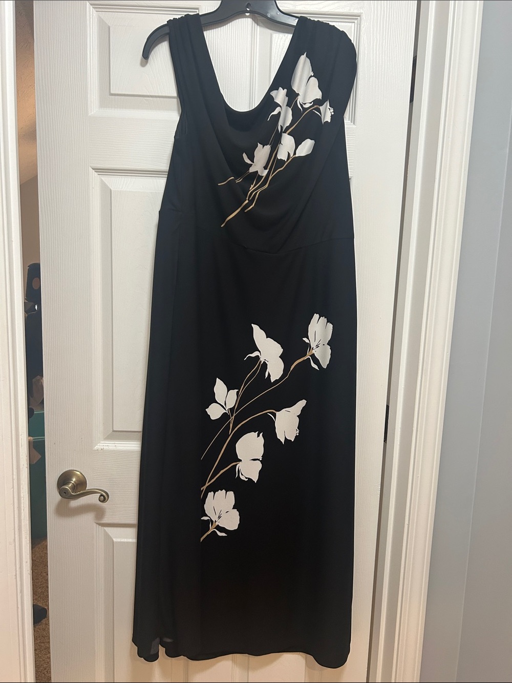 Taylor Black Maxi Dress with White Floral Accents